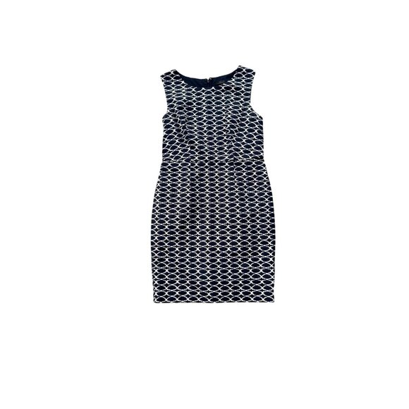 The Limited Navy & White Sleeveless Sheath Dress Size 10 Geometric Print - Picture 1 of 6